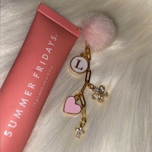 Personalized pink lip gloss keychain